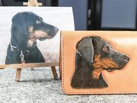 Hundeportrait auf Leder Geldbeutel