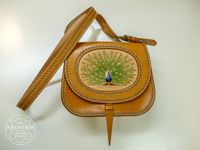 Satteltasche Leder mit Pfau